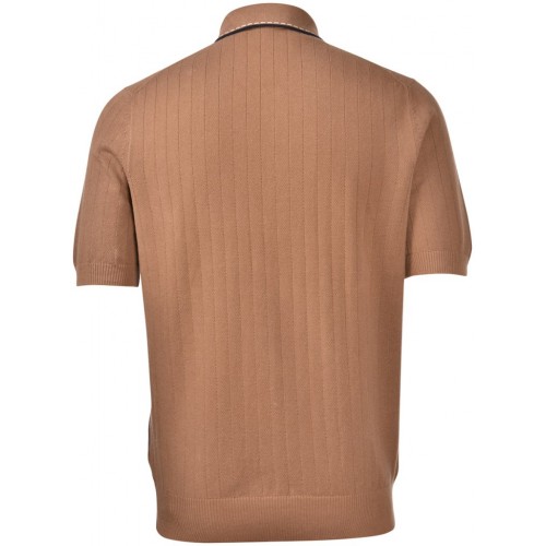Tricou polo GRAN SASSO, Men's Knit Zip Up Polo, Maro