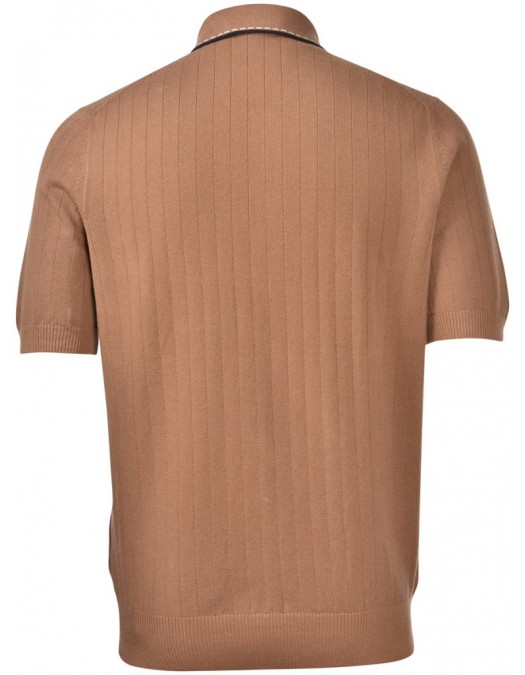 Tricou polo GRAN SASSO, Men's Knit Zip Up Polo, Maro - P20265717018047168