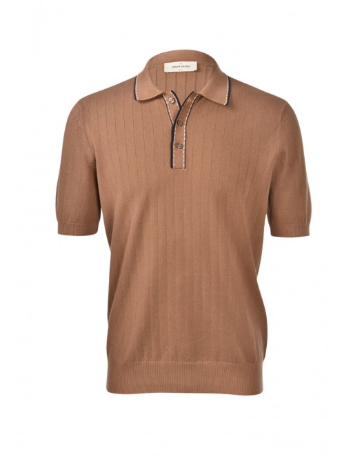 Tricou polo GRAN SASSO, Men's Knit Zip Up Polo, Maro - P20265717018047168