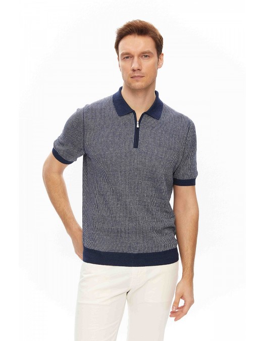 Tricou GRAN SASSO,  Men's Knit Zip Up Polo - P20265717218647565