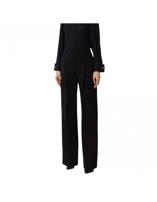 PANTALONI ELISABETTA FRANCHI, Pleats, Gold Details, Black - PA06940EC110 PANTALONI ELISABETTA FRANCHI, Pleats, Gold Details, Black - PA06940EC110