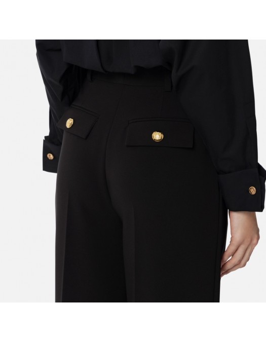 PANTALONI ELISABETTA FRANCHI, Pleats, Gold Details, Black - PA06940EC110 PANTALONI ELISABETTA FRANCHI, Pleats, Gold Details, Black - PA06940EC110