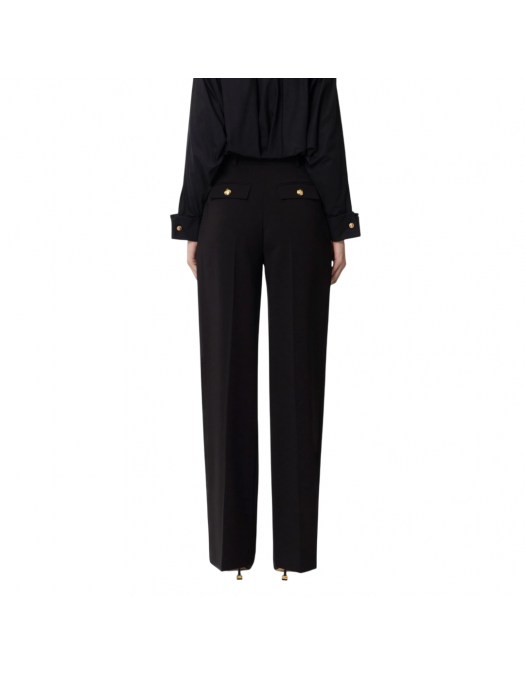 PANTALONI ELISABETTA FRANCHI, Pleats, Gold Details, Black - PA06940EC110 PANTALONI ELISABETTA FRANCHI, Pleats, Gold Details, Black - PA06940EC110
