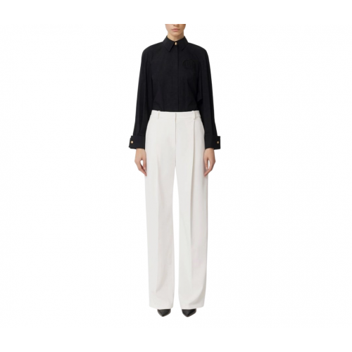 PANTALONI ELISABETTA FRANCHI, Pleats. Gold Details, White PANTALONI ELISABETTA FRANCHI, Pleats. Gold Details, White