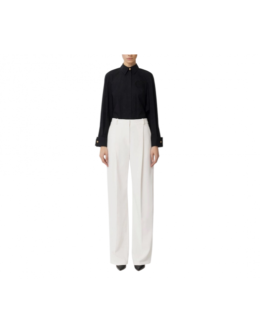 PANTALONI ELISABETTA FRANCHI, Pleats. Gold Details, White - PA06940EC360 PANTALONI ELISABETTA FRANCHI, Pleats. Gold Details, White - PA06940EC360