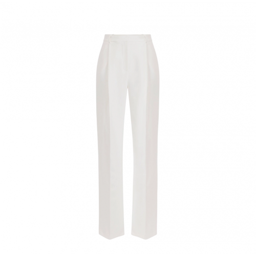 PANTALONI ELISABETTA FRANCHI, Pleats. Gold Details, White PANTALONI ELISABETTA FRANCHI, Pleats. Gold Details, White