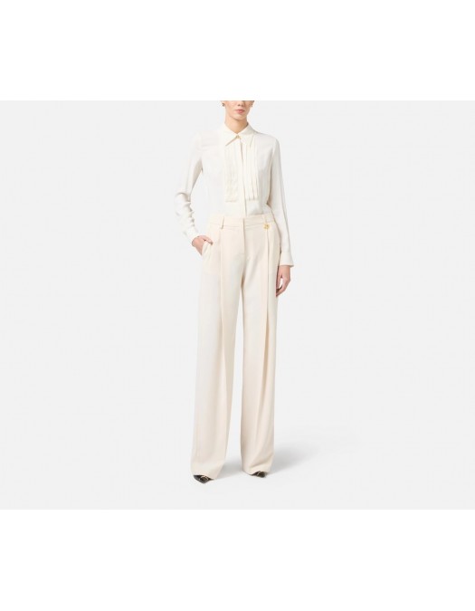 PANTALONI ELISABETTA FRANCHI, Contrasting Topstitching, Butter Beige - PA07251E2193 PANTALONI ELISABETTA FRANCHI, Contrasting Topstitching, Butter Beige - PA07251E2193
