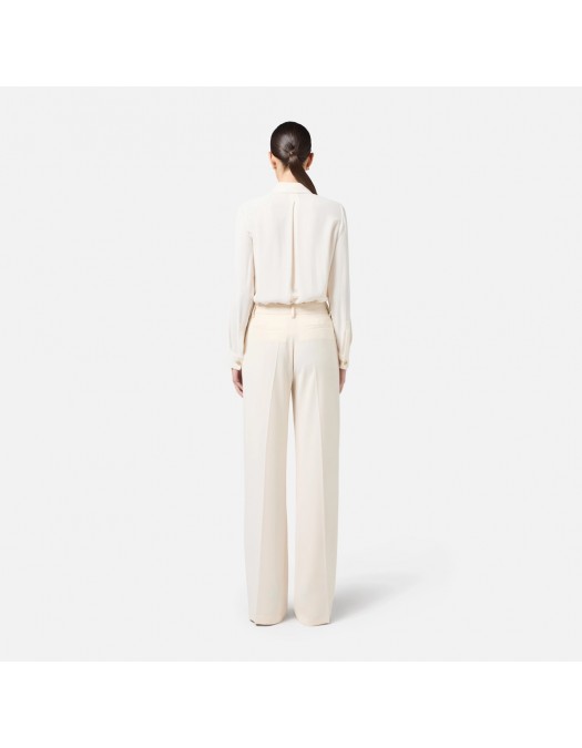 PANTALONI ELISABETTA FRANCHI, Contrasting Topstitching, Butter Beige - PA07251E2193 PANTALONI ELISABETTA FRANCHI, Contrasting Topstitching, Butter Beige - PA07251E2193