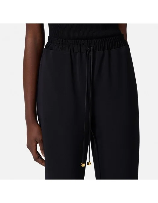 PANTALONI ELISABETTA FRANCHI, Satin Bends Details, Black - PA07351E2110 PANTALONI ELISABETTA FRANCHI, Satin Bends Details, Black - PA07351E2110