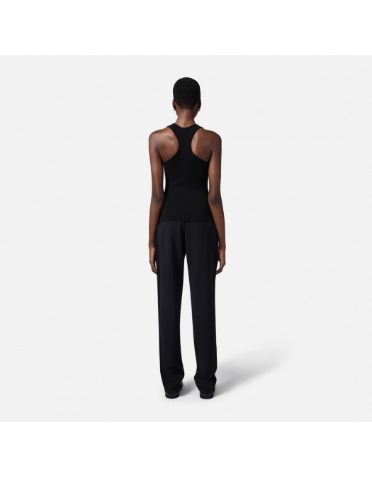 PANTALONI ELISABETTA FRANCHI, Satin Bends Details, Black - PA07351E2110
