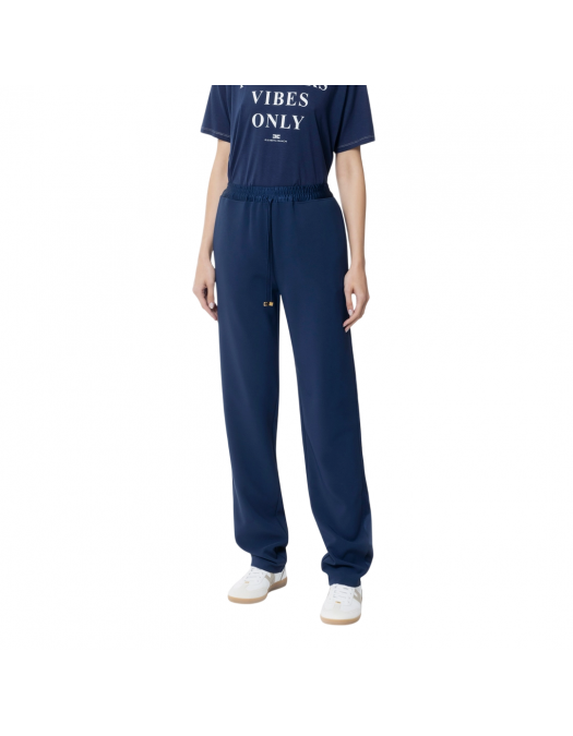 PANTALONI ELISABETTA FRANCHI, Satin Details, Tuxedo, Navy Blue - PA07351E2DC8 PANTALONI ELISABETTA FRANCHI, Satin Details, Tuxedo, Navy Blue - PA07351E2DC8