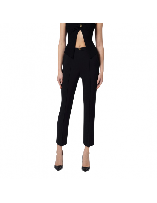 PANTALONI ELISABETTA FRANCHI, Logo Insert, Classic, Black - PA07651E2110 PANTALONI ELISABETTA FRANCHI, Logo Insert, Classic, Black - PA07651E2110