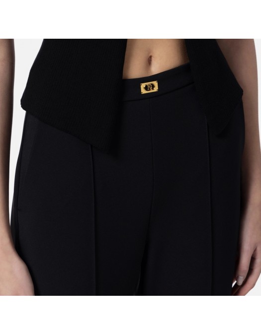 PANTALONI ELISABETTA FRANCHI, Logo Insert, Classic, Black - PA07651E2110 PANTALONI ELISABETTA FRANCHI, Logo Insert, Classic, Black - PA07651E2110