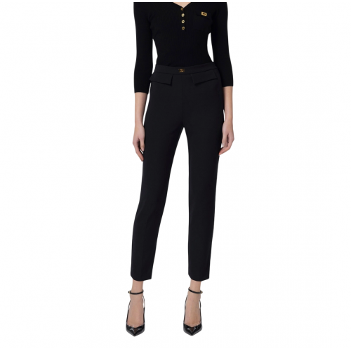 PANTALONI ELISABETTA FRANCHI, Slim Fit, Logo Insert, Black PANTALONI ELISABETTA FRANCHI, Slim Fit, Logo Insert, Black