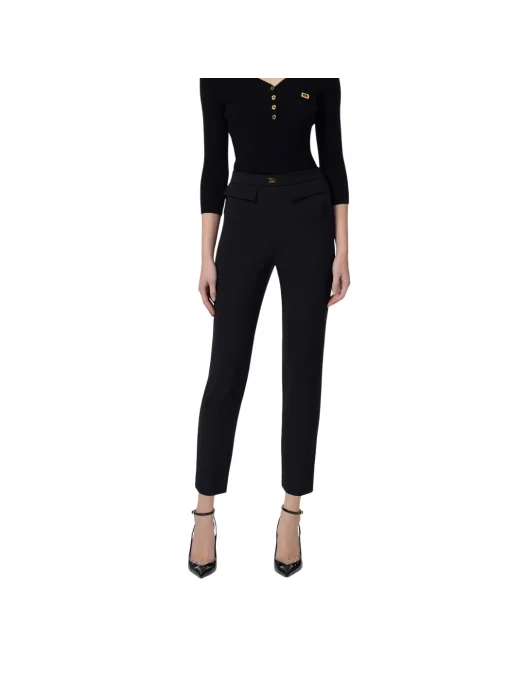 PANTALONI ELISABETTA FRANCHI, Slim Fit, Logo Insert, Black - PA07751E2110 PANTALONI ELISABETTA FRANCHI, Slim Fit, Logo Insert, Black - PA07751E2110