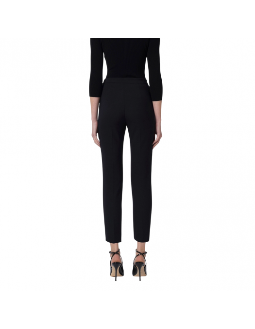 PANTALONI ELISABETTA FRANCHI, Slim Fit, Logo Insert, Black - PA07751E2110