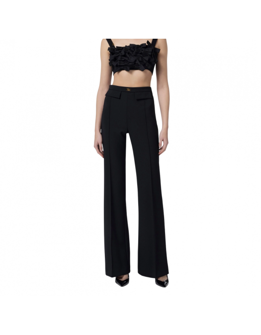 PANTALONI ELISABETTA FRANCHI, Logo Plaque Insert, Black - PA07851E2110