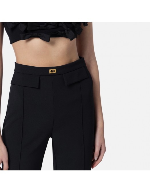 PANTALONI ELISABETTA FRANCHI, Logo Plaque Insert, Black - PA07851E2110