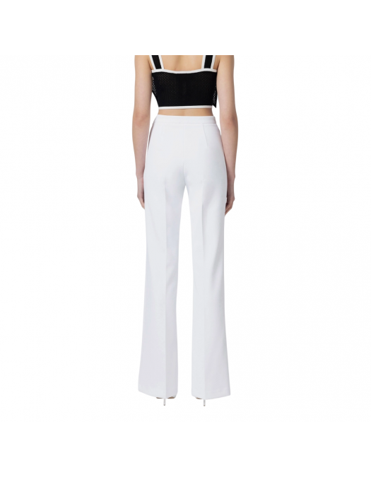 PANTALONI ELISABETTA FRANCHI, Logo Plaque Insert, Classic, White - PA07851E2360