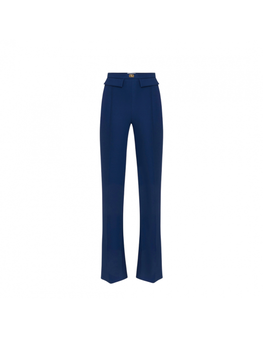 PANTALONI ELISABETTA FRANCHI, Logo Insert, Classic, Deep Blue - PA07851E2DC8 PANTALONI ELISABETTA FRANCHI, Logo Insert, Classic, Deep Blue - PA07851E2DC8