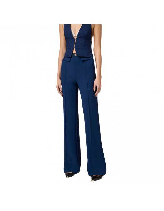 PANTALONI ELISABETTA FRANCHI, Logo Insert, Classic, Deep Blue - PA07851E2DC8 PANTALONI ELISABETTA FRANCHI, Logo Insert, Classic, Deep Blue - PA07851E2DC8