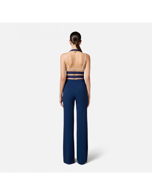 PANTALONI ELISABETTA FRANCHI, Logo Insert, Classic, Deep Blue - PA07851E2DC8 PANTALONI ELISABETTA FRANCHI, Logo Insert, Classic, Deep Blue - PA07851E2DC8