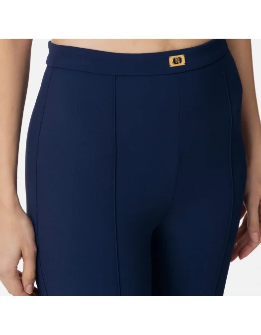 PANTALONI ELISABETTA FRANCHI, Bell Bottom, Logo Insert, Ultramarine Blue - PA07951E2DC8 PANTALONI ELISABETTA FRANCHI, Bell Bottom, Logo Insert, Ultramarine Blue - PA07951E2DC8