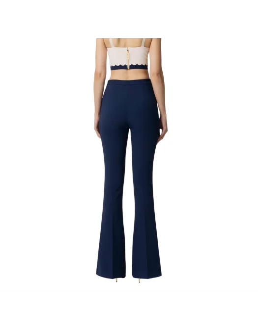 PANTALONI ELISABETTA FRANCHI, Bell Bottom, Logo Insert, Ultramarine Blue - PA07951E2DC8 PANTALONI ELISABETTA FRANCHI, Bell Bottom, Logo Insert, Ultramarine Blue - PA07951E2DC8