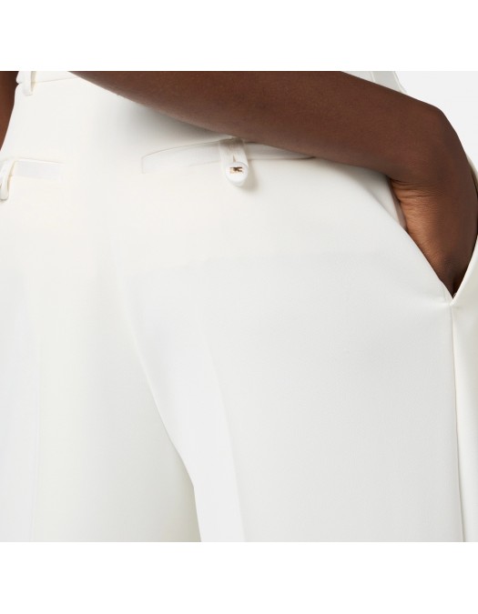 PANTALONI ELISABETTA FRANCHI, Satin Details, Classic, Elegant, White - PA08151E2360 PANTALONI ELISABETTA FRANCHI, Satin Details, Classic, Elegant, White - PA08151E2360