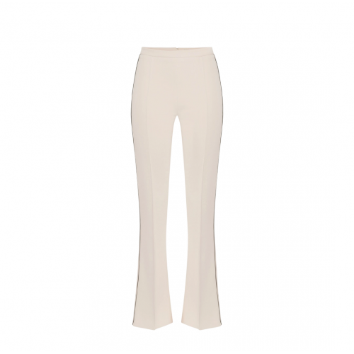 PANTALONI ELISABETTA FRANCHI, Logo Monogram, Black Details, Butter Beige PANTALONI ELISABETTA FRANCHI, Logo Monogram, Black Details, Butter Beige