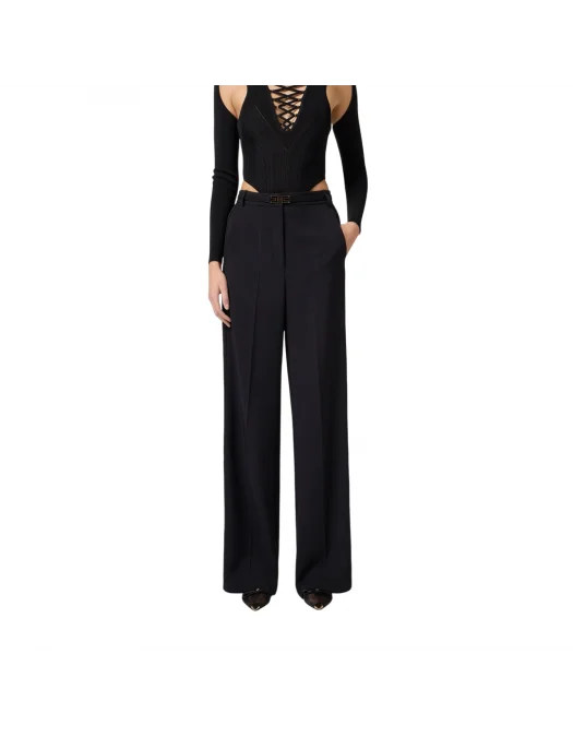 PANTALONI ELISABETTA FRANCHI, Satin Bands, Black - PA08751E2110 PANTALONI ELISABETTA FRANCHI, Satin Bands, Black - PA08751E2110