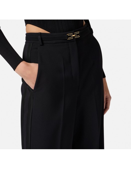 PANTALONI ELISABETTA FRANCHI, Satin Bands, Black - PA08751E2110 PANTALONI ELISABETTA FRANCHI, Satin Bands, Black - PA08751E2110