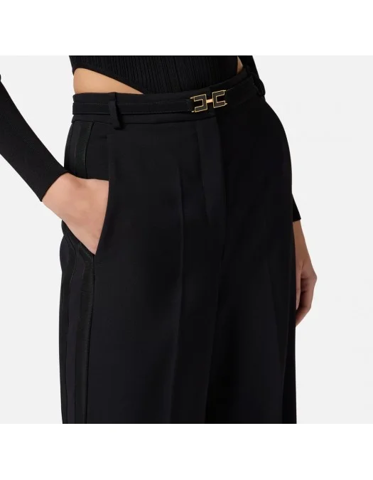 PANTALONI ELISABETTA FRANCHI, Satin Bands, Black - PA08751E2110 PANTALONI ELISABETTA FRANCHI, Satin Bands, Black - PA08751E2110