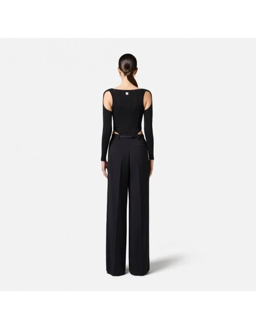 PANTALONI ELISABETTA FRANCHI, Satin Bands, Black - PA08751E2110 PANTALONI ELISABETTA FRANCHI, Satin Bands, Black - PA08751E2110