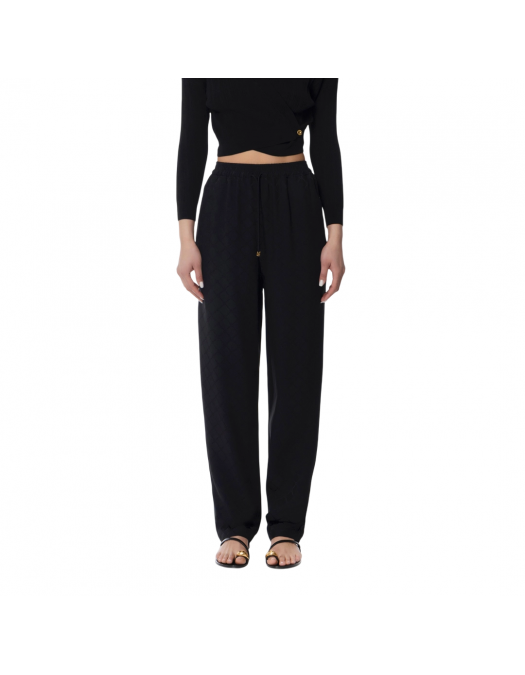 PANTALONI ELISABETTA FRANCHI, Satin Jogger, Diamond, Black - PA09152E2110 PANTALONI ELISABETTA FRANCHI, Satin Jogger, Diamond, Black - PA09152E2110