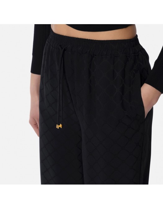 PANTALONI ELISABETTA FRANCHI, Satin Jogger, Diamond, Black - PA09152E2110 PANTALONI ELISABETTA FRANCHI, Satin Jogger, Diamond, Black - PA09152E2110