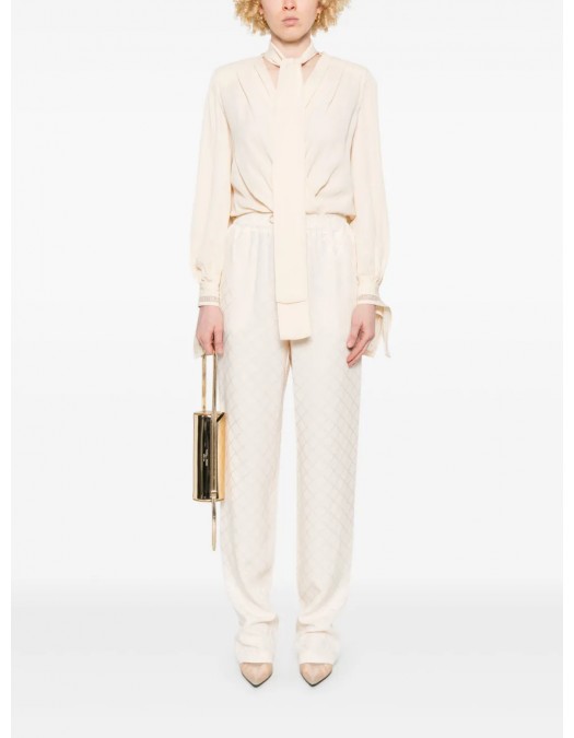 PANTALONI ELISABETTA FRANCHI, Diamond Jacquard Satin, Light Beige - PA09152E2193 PANTALONI ELISABETTA FRANCHI, Diamond Jacquard Satin, Light Beige - PA09152E2193