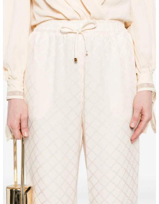PANTALONI ELISABETTA FRANCHI, Diamond Jacquard Satin, Light Beige - PA09152E2193 PANTALONI ELISABETTA FRANCHI, Diamond Jacquard Satin, Light Beige - PA09152E2193
