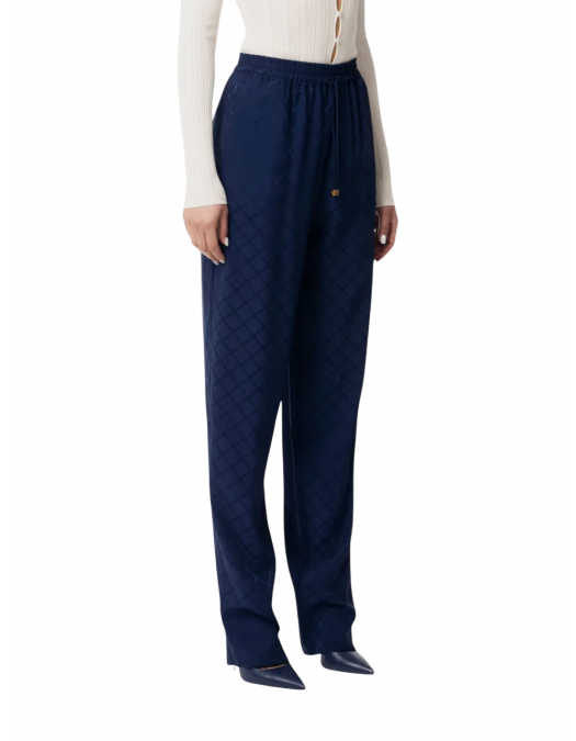 PANTALONI ELISABETTA FRANCHI, Diamond Jacquard, Navy Blue - PA09152E2DC8