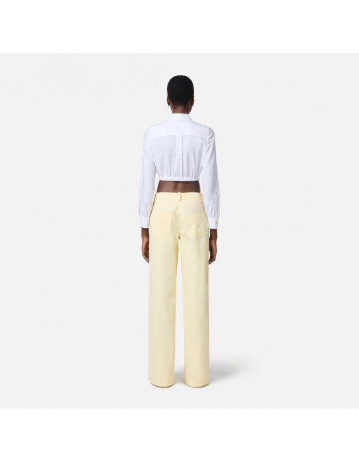 PANTALONI ELISABETTA FRANCHI, Cotton Palazzo, Embroideries, Yellow - PA09252E2DC7 PANTALONI ELISABETTA FRANCHI, Cotton Palazzo, Embroideries, Yellow - PA09252E2DC7