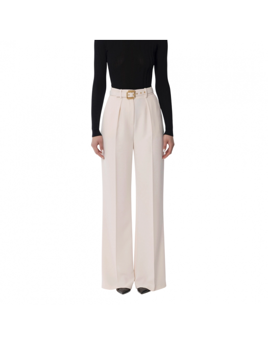 PANTALONI ELISABETTA FRANCHI, Lightweight, Belt, White Butter - PA09552E2193 PANTALONI ELISABETTA FRANCHI, Lightweight, Belt, White Butter - PA09552E2193