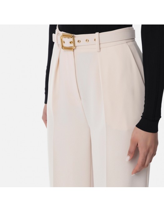 PANTALONI ELISABETTA FRANCHI, Lightweight, Belt, White Butter - PA09552E2193 PANTALONI ELISABETTA FRANCHI, Lightweight, Belt, White Butter - PA09552E2193