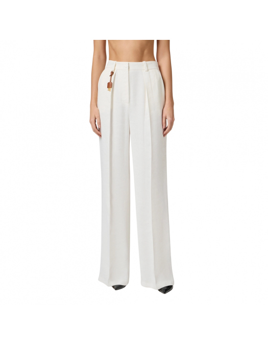 PANTALONI ELISABETTA FRANCHI, Linen Blend, Linen, White - PA09752E2360 PANTALONI ELISABETTA FRANCHI, Linen Blend, Linen, White - PA09752E2360
