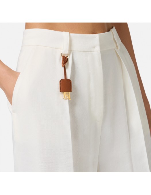 PANTALONI ELISABETTA FRANCHI, Linen Blend, Linen, White - PA09752E2360 PANTALONI ELISABETTA FRANCHI, Linen Blend, Linen, White - PA09752E2360