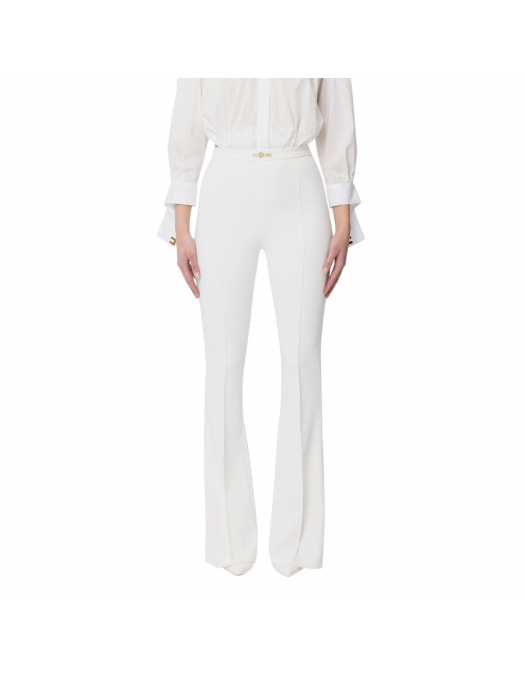 PANTALONI ELISABETTA FRANCHI, Double Layer, Bell Bottom, White - PA09952E2360 PANTALONI ELISABETTA FRANCHI, Double Layer, Bell Bottom, White - PA09952E2360