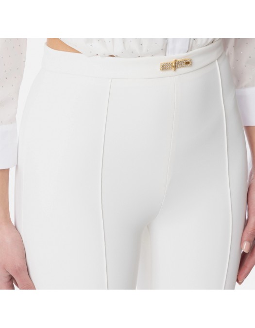 PANTALONI ELISABETTA FRANCHI, Double Layer, Bell Bottom, White - PA09952E2360 PANTALONI ELISABETTA FRANCHI, Double Layer, Bell Bottom, White - PA09952E2360