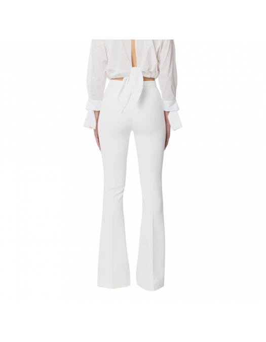 PANTALONI ELISABETTA FRANCHI, Double Layer, Bell Bottom, White - PA09952E2360 PANTALONI ELISABETTA FRANCHI, Double Layer, Bell Bottom, White - PA09952E2360