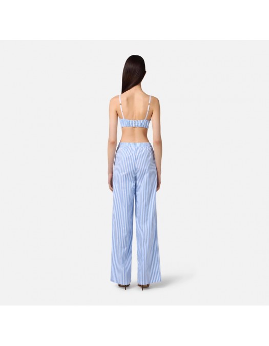 PANTALONI ELISABETTA FRANCHI, Cotton Poplin, Embroideries, Blue - PA10255E3068 PANTALONI ELISABETTA FRANCHI, Cotton Poplin, Embroideries, Blue - PA10255E3068