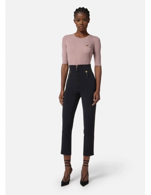 PANTALON ELISABETTA FRANCHI, Buzunare atasate, Slim Fit, Negru - PA11956E2110