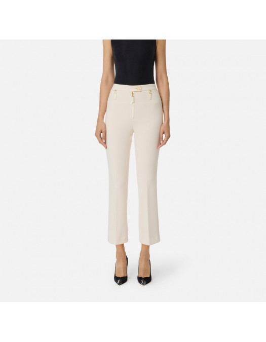 PANTALON ELISABETTA FRANCHI, Fermoare atasate, Alb - PA11956E2DZ9